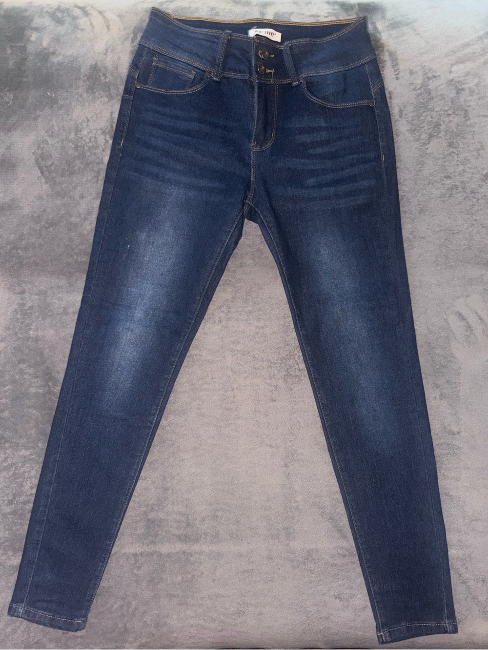 High-Rise Dark Blue Skinny Jeans - Women's Stretch Denim